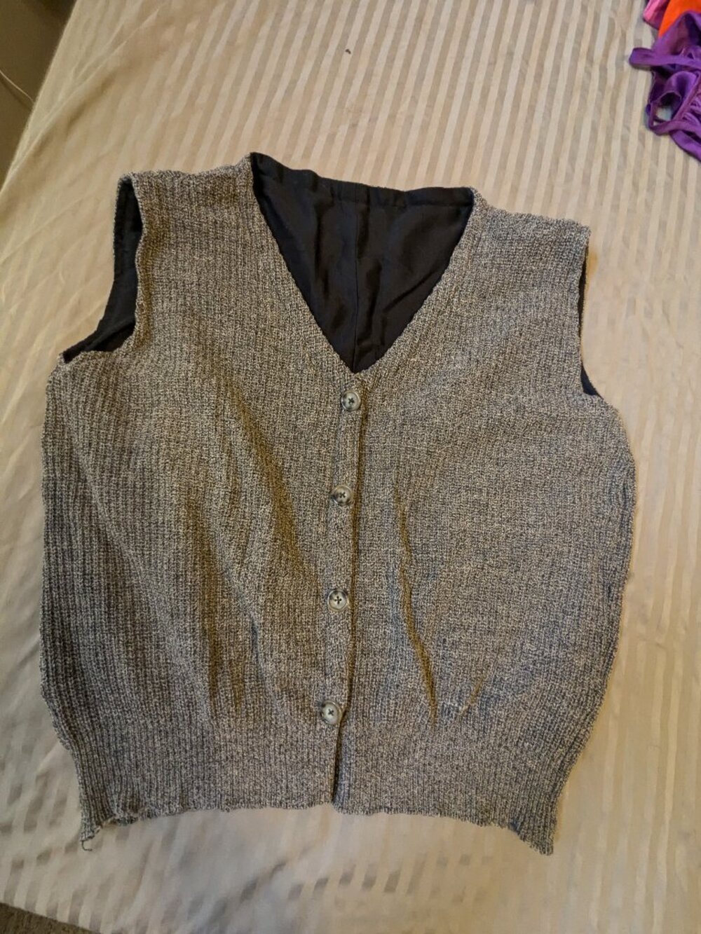 Heather Brown Sweater Vest Snap Front Handmade